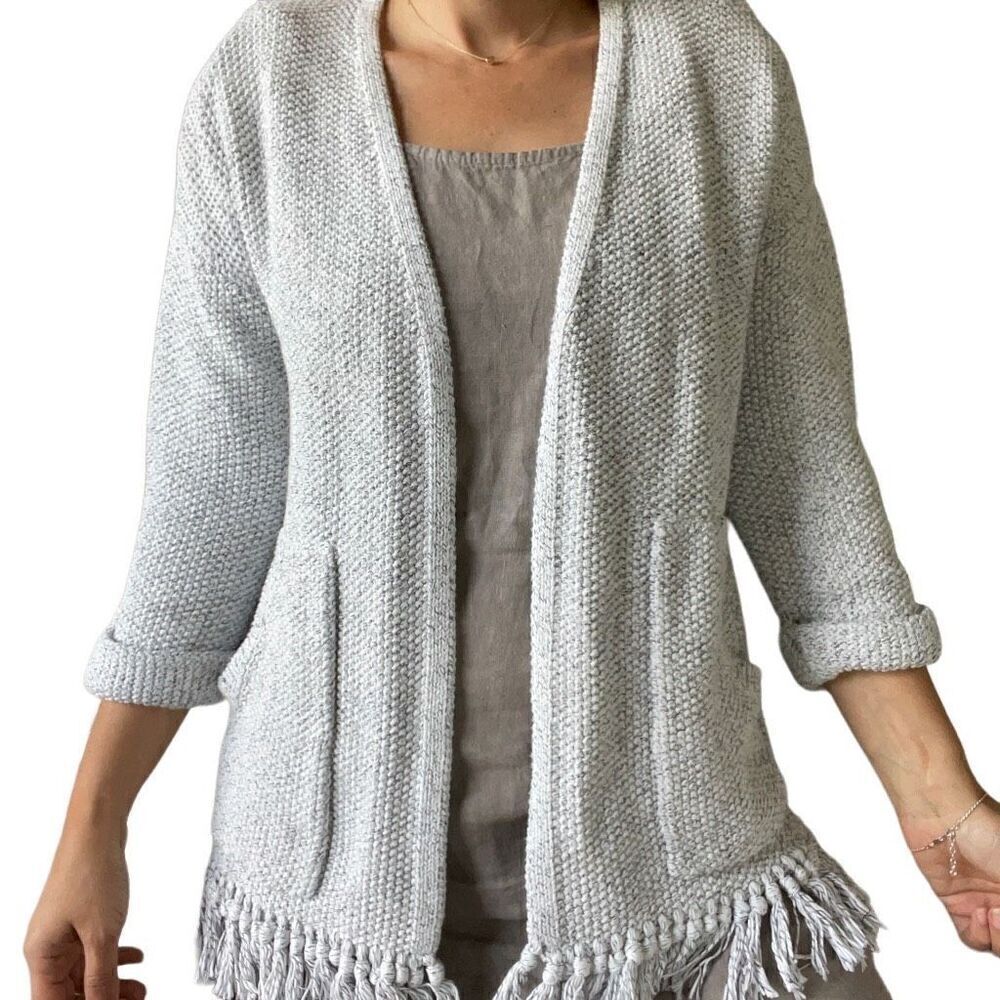 Madewell Memento Fringe Open Cardigan Sweater White Size XS 8151 Fall Cotton